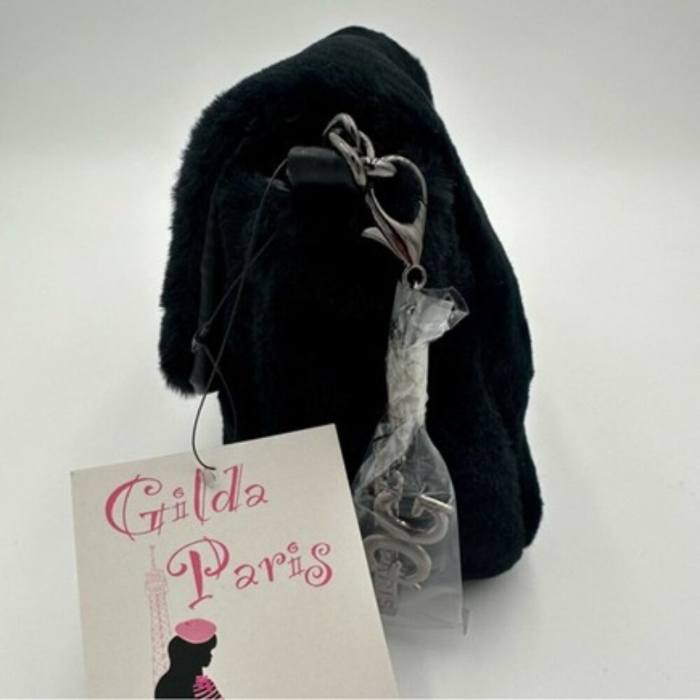 GILDA PARIS Black Fur Crossbody Bag NWT - Picture 3 of 5